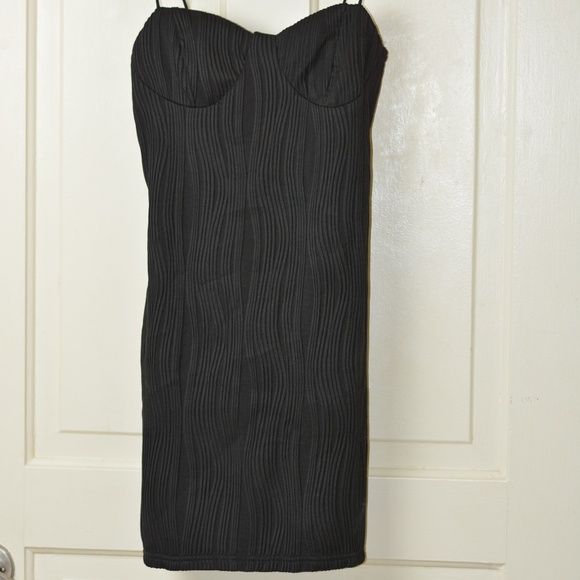 Black Textured Mini Dress - Picture 1 of 8